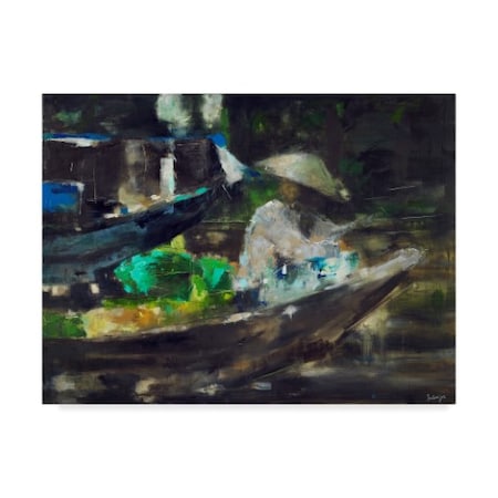 Solveiga 'Green Boat' Canvas Art,14x19